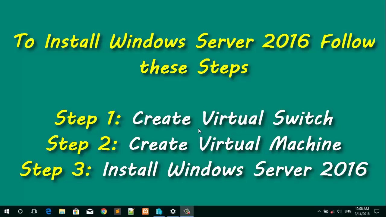 How to Install Windows Server 2016 on Hyper v Manager? - YouTube