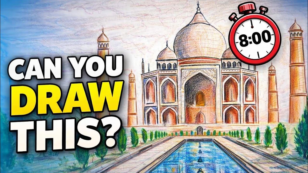 This is a simple and easy way to draw  Taj Mahal, step by step in 8 minutes 