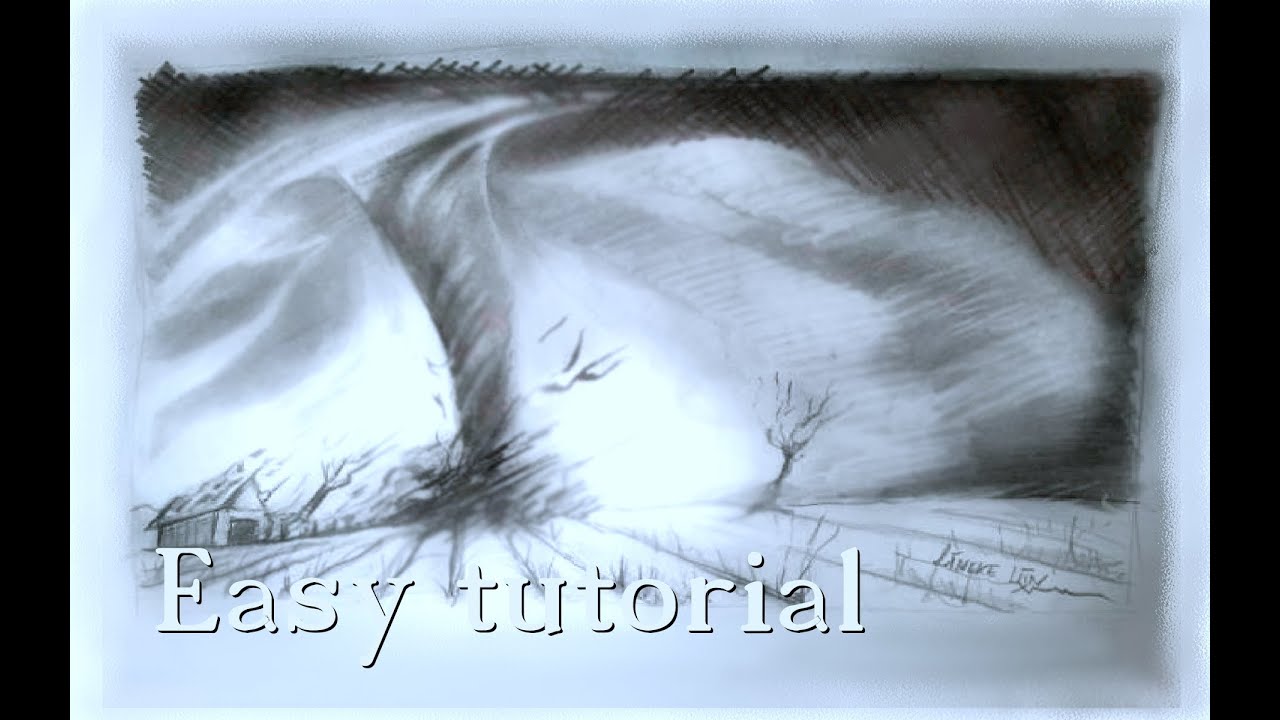 TORNADO hurricane drawing in graphite pencil easy tutorial for