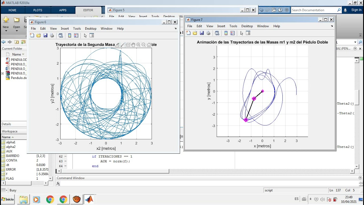 Sistema Dinámico No Lineal: Péndulo Doble en MATLAB