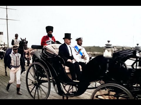 Визит президента Франции Пуанкаре к Императору России Николаю II. Июль 1914 г. Кинохроника в цвете