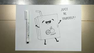 How to draw FUNNY JUICE BOX step by step