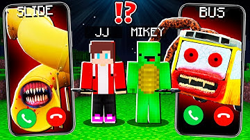 Why Creepy SLIDE EATER and BUS EATER CALLING at 3am to JJ and MIKEY ? - in Minecraft Maizen