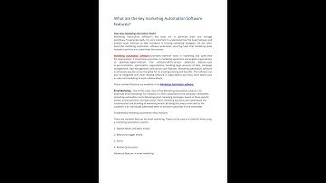 What are the key marketing Automation Software features