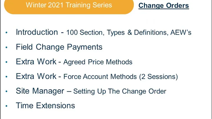 Construction Training - Change Orders