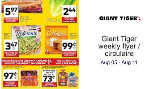 Giant Tiger weekly flyer / circulaire Aug 05 - Aug 11