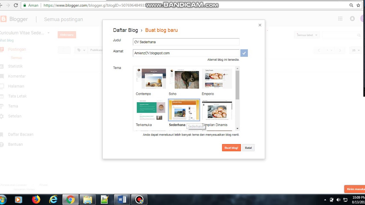 Membuat blog + isi CV 
