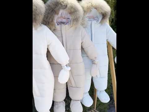 Зимний комбинезон с натуральным мехом 86 р мята распродажа, видео 1