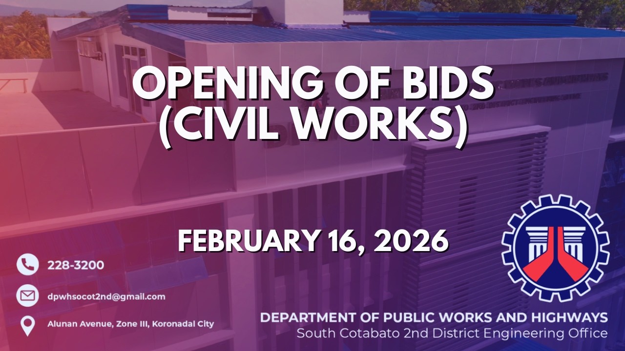 Procurement Livestream for DPWH South Cotabato 2nd DEO on February 16, 2026