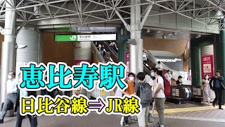 《乗換》恵比寿駅「日比谷線 JR恵比寿駅方面改札」から「JR線 西口改札」までのルート