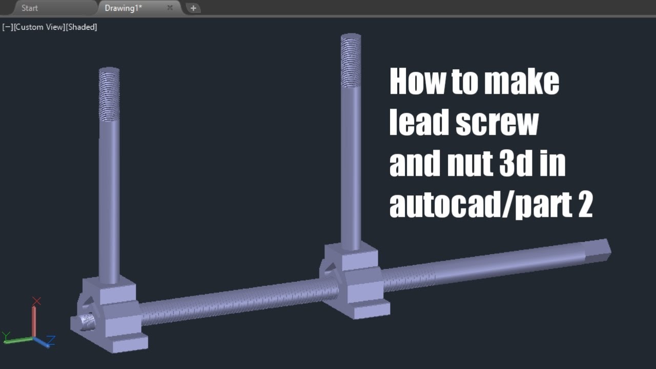 Autocad tutorial How to make a lead screw 3d in autocad YouTube