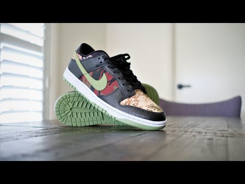 nike dunk low crazy camo on feet