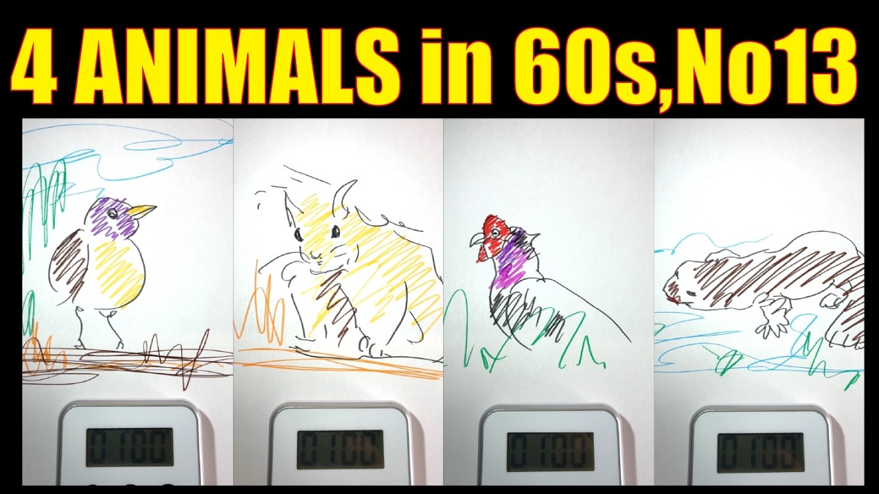 🎧 ASMR Drawing Animals in 60s | Satisfying Marker Sounds (No Talking)13