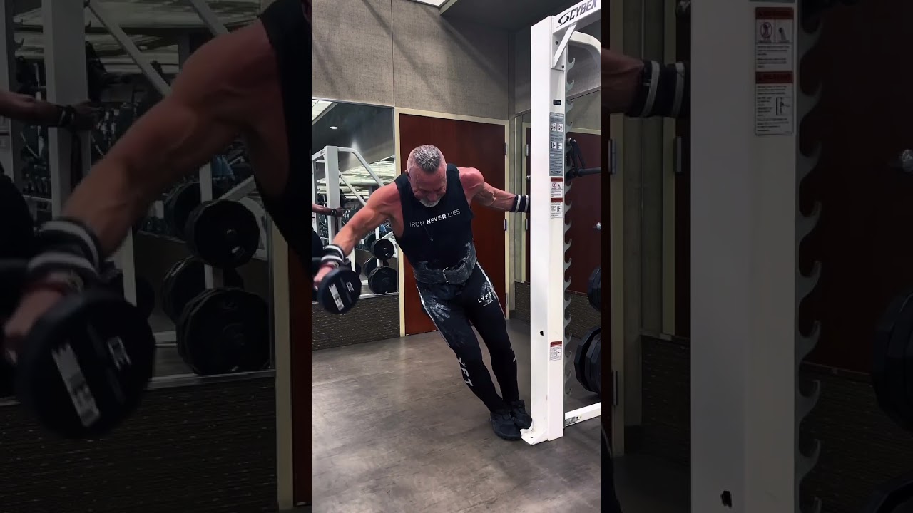 If you wanna take up the intensity and focus a notch when doing shoulders, try leaning one arm