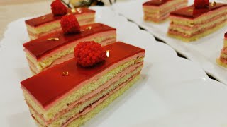 طرانش باتيسري بذوق التوت بجميع الخطوات Les Tranches pâtisserie aux framboise