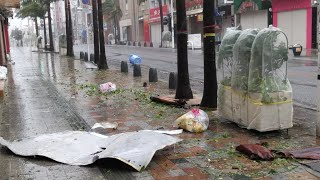 Typhoon winds and rain batters island in Japan