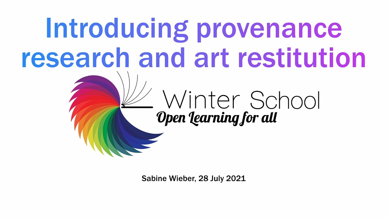What is provenance research and why does it matter?: Lecture 1 by Dr Sabine Wieber