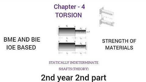CHAPTER - 4 || STATICALLY INDETERMINATE SHAFTS || TORSION || SOM || BME & BIE || IOE ||
