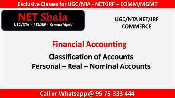 Classification of Accounts UCG/NTA NET/JRF Commerce/Management Lecture by CS. AASTIK DAVE