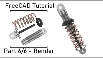 FreeCAD Tutorial 6/6 | Render of Shock Absorber Assembly in Free Software CADRays