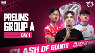 [ENG] PUBG MOBILE RUTHLESS CLASH OF GIANTS SEASON 4| PRELIMS GROUP A| DAY 1 FT. #BTR #VPE #DRS #A1