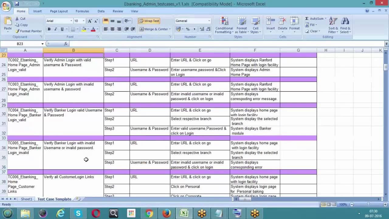 Test Case Document Template For User Login Page In Excel Webmail 