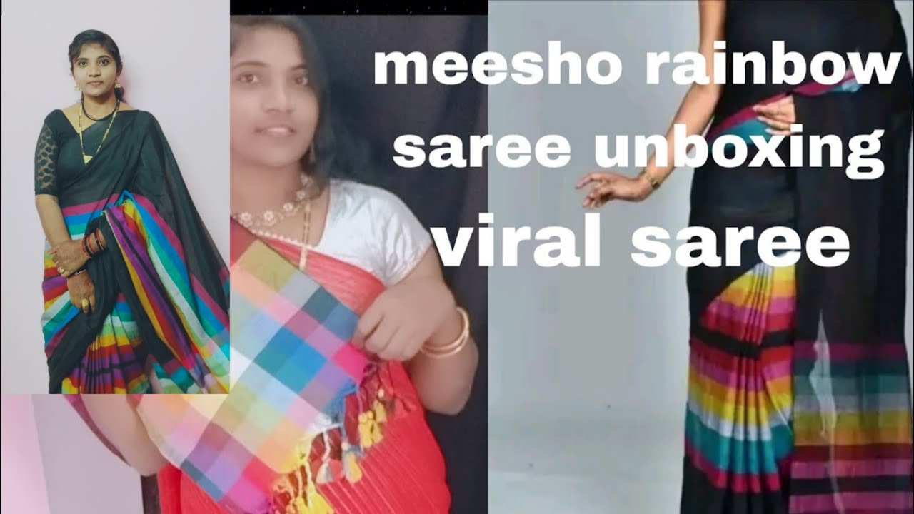 Rainbow black saree unboxing viral iyendhi Instagram viral saree black saree 