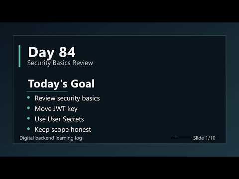 Day 84 - Secure JWT Keys with .NET User Secrets
