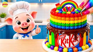 Rainbow KitKat Cake 🍫🌈 Miniature Chocolate Candy Cake Decorating with M&M | Mini Cake Ideas