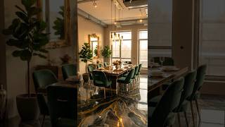 Watch This Dining Floor Turn Into Liquid Gold ✨#EpoxyFloor #DiningRoomDesign #InteriorTransformation