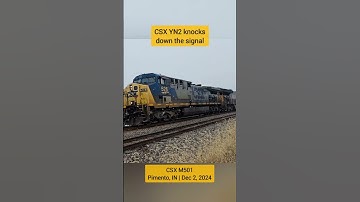 CSX YN2 locomotive knocks down the signal at South Pimento during a light morning snow