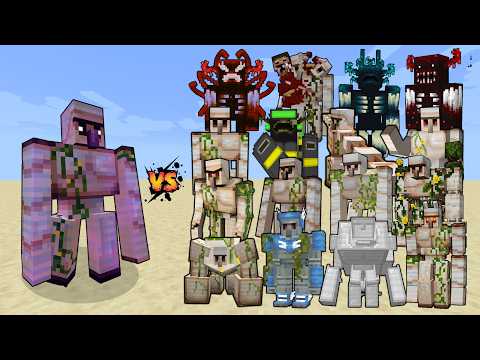 Enchanted Iron Golem vs All Iron Golems & Wardens - Minecraft Mob Battle