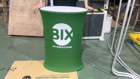 Milin Displays custom logo hydraulic counter, wooden pop up table for special events