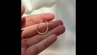 Gold Thin Oval Hoop Earrings, Waterdrop Earrings, Big Sleek Open Oval Hoops, Geometric Earrings