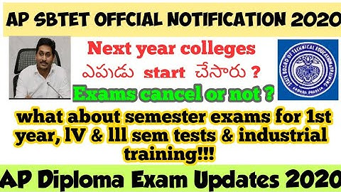 AP SBTET  Latest official notification 2020 / AP diploma exams updates