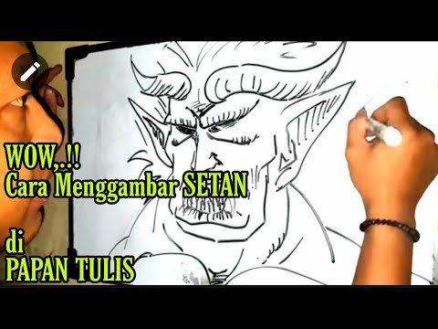 Setan Drawing HOW TO Draw Demon on Chalkboard || CARA Menggambar Setan di Papan Tulis ...