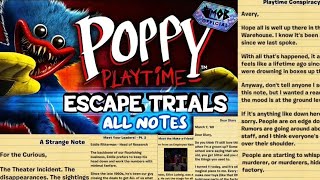 POPPY PLAYTIME ESCAPE TRIALS - ALL NOTES 