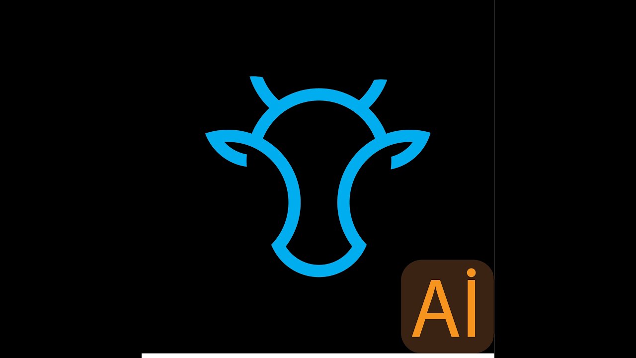 Draw a Cow Logo monogram tutorial shorts in adobi illustrator cc.