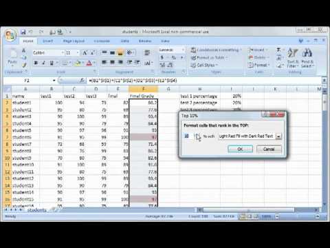 Excel 2007 Tutorial 6 - Intro to Conditional formatting