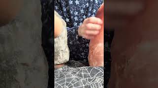 ASMR scratching with fingernails Himalayan rock salt crystal ￼