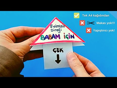 BABALAR GÜNÜ HEDİYESİ - DOĞUM GÜNÜ HEDİYESİ🎁👨‍👧‍👦 /Makas Yok ✂️❎  SÜRPRİZLİ KART EV🏠 / ORİGAMİ KART