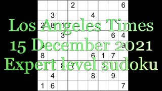 Sudoku solution – Los Angeles Times sudoku 15 December 2021 Expert level screenshot 5