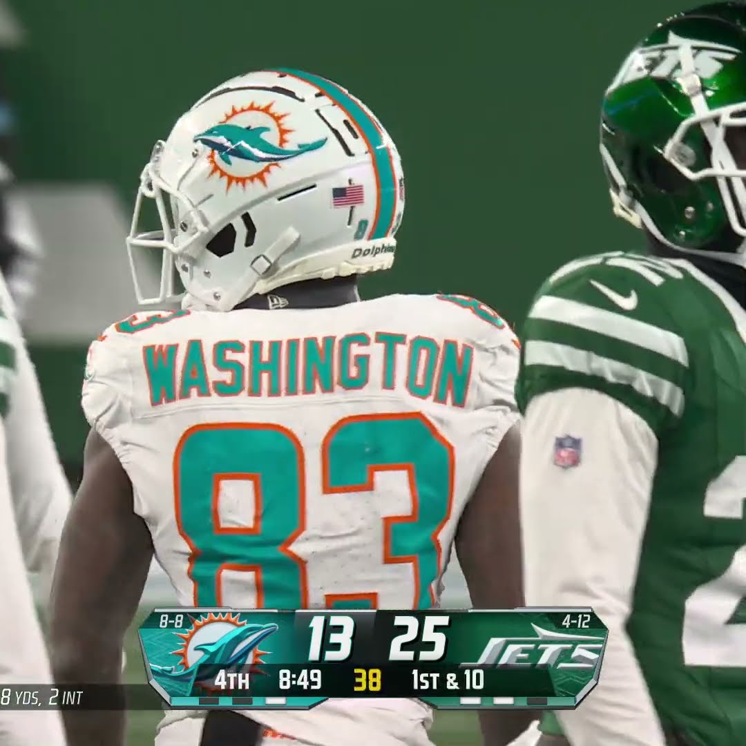 Malik Washington catches for a 20-yard Gain vs. New York Jets