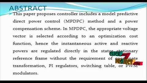 Predictive Direct Power Control of DFIG-Unbalanced Grid Voltage Conditions-Power Quality Improvement