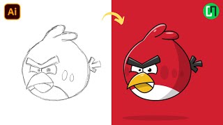 How to draw an Angry Bird in adobe illustrator | Red Angry Bird Vector Tutorial screenshot 1