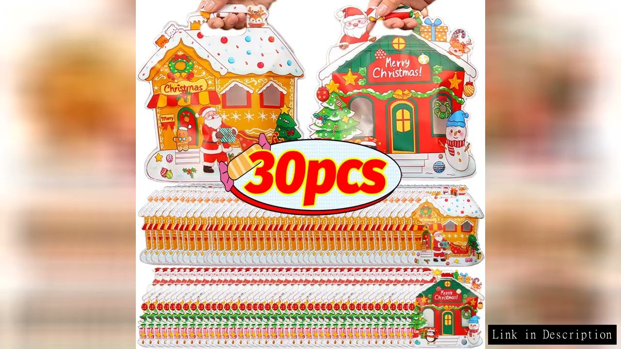 Christmas Snow House Shape Candy Cookie Bags Santa Claus Snowman Gifts Packaging Bag Pouches for New