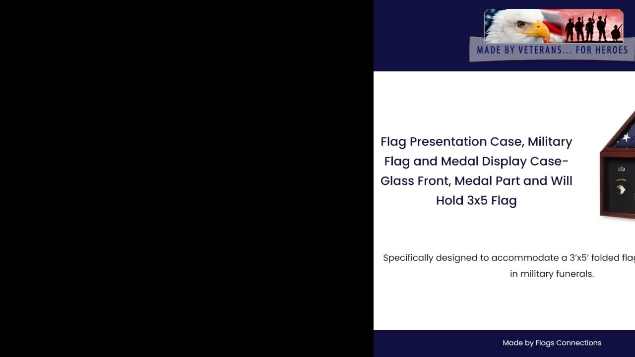 Flag Presentation Case, Military Flag and Medal Display Case- Glass Front, Will Hold 3x5 Flag