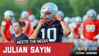 Julian Sayin discusses Arthur Smith's offense, Devin McCuin's emergence and competitive practices