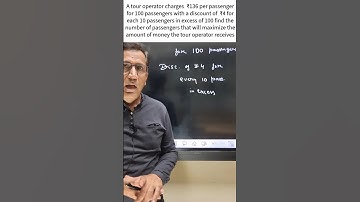 A tour operator charges  ₹136 per passenger for 100 passengers with a disc of  ₹4..Maximize revenue