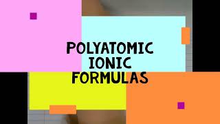 Polyatomic Ionic Formulas